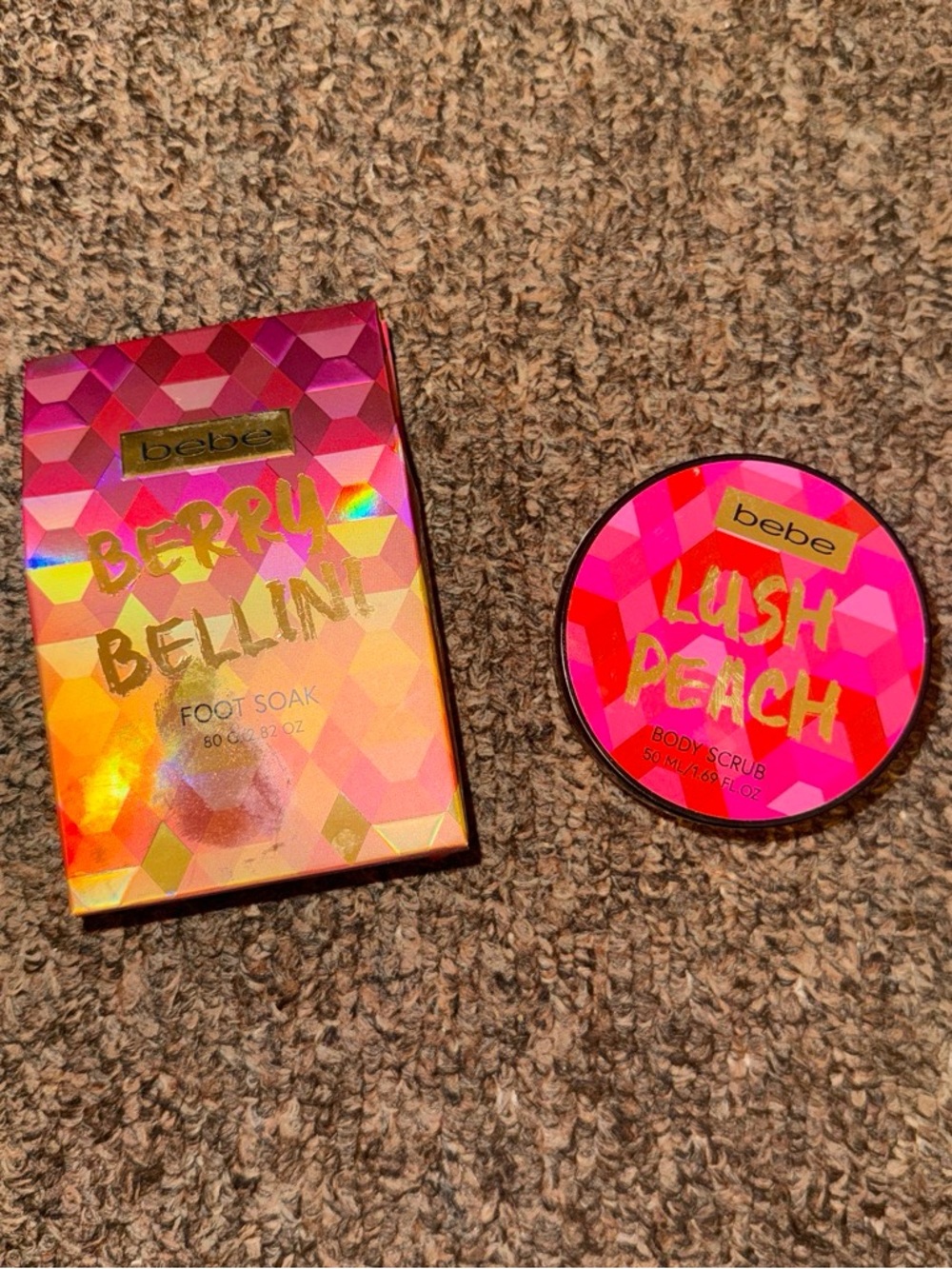 bebe Lush Peach Body Scrub - Bright Pink and Gold Accents